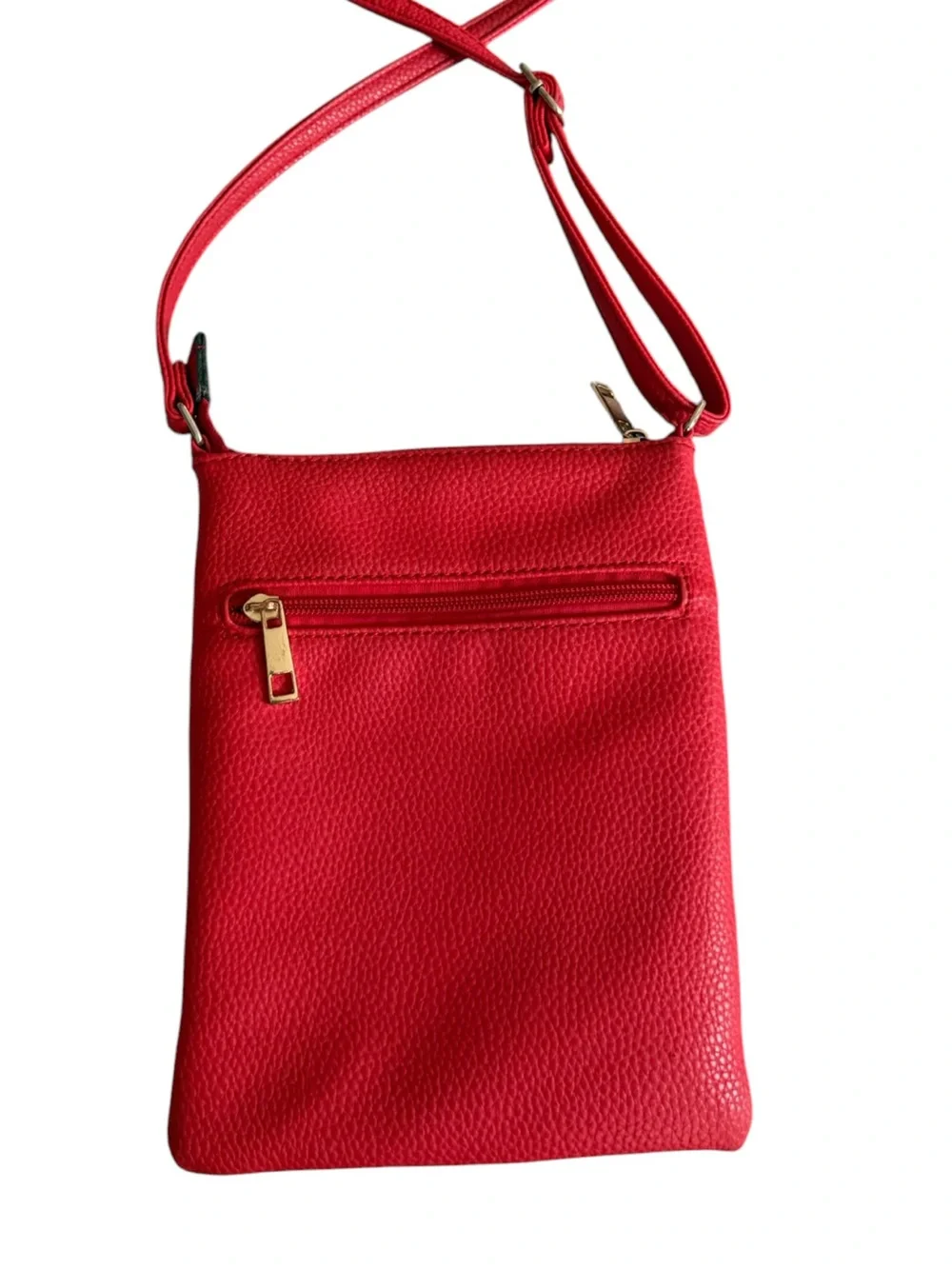 Red Crossbody Pebble Leather Travel Everyday Bag Stylish 9” x 7”